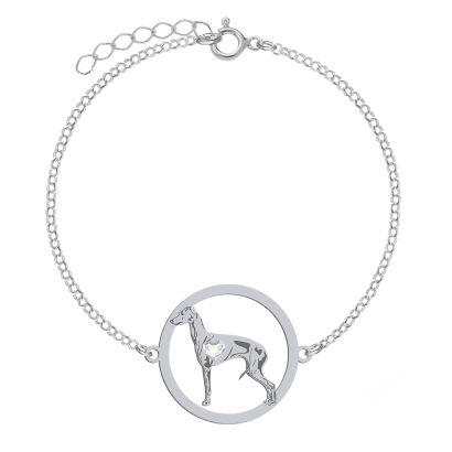 Silver Italian Sighthound bracelet with a heart, FREE ENGRAVING - MEJK Jewellery