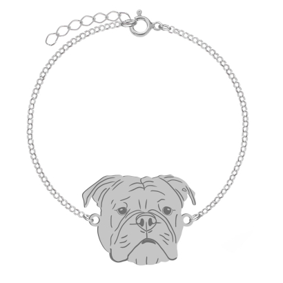 Bransoletka z psem grawerem Continental Bulldog srebro - MEJK Jewellery