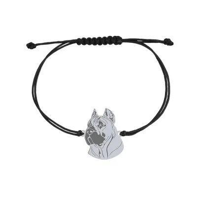 Bransoletka z psem Dog Kanaryjski srebro sznurek GRAWER GRATIS - MEJK Jewellery