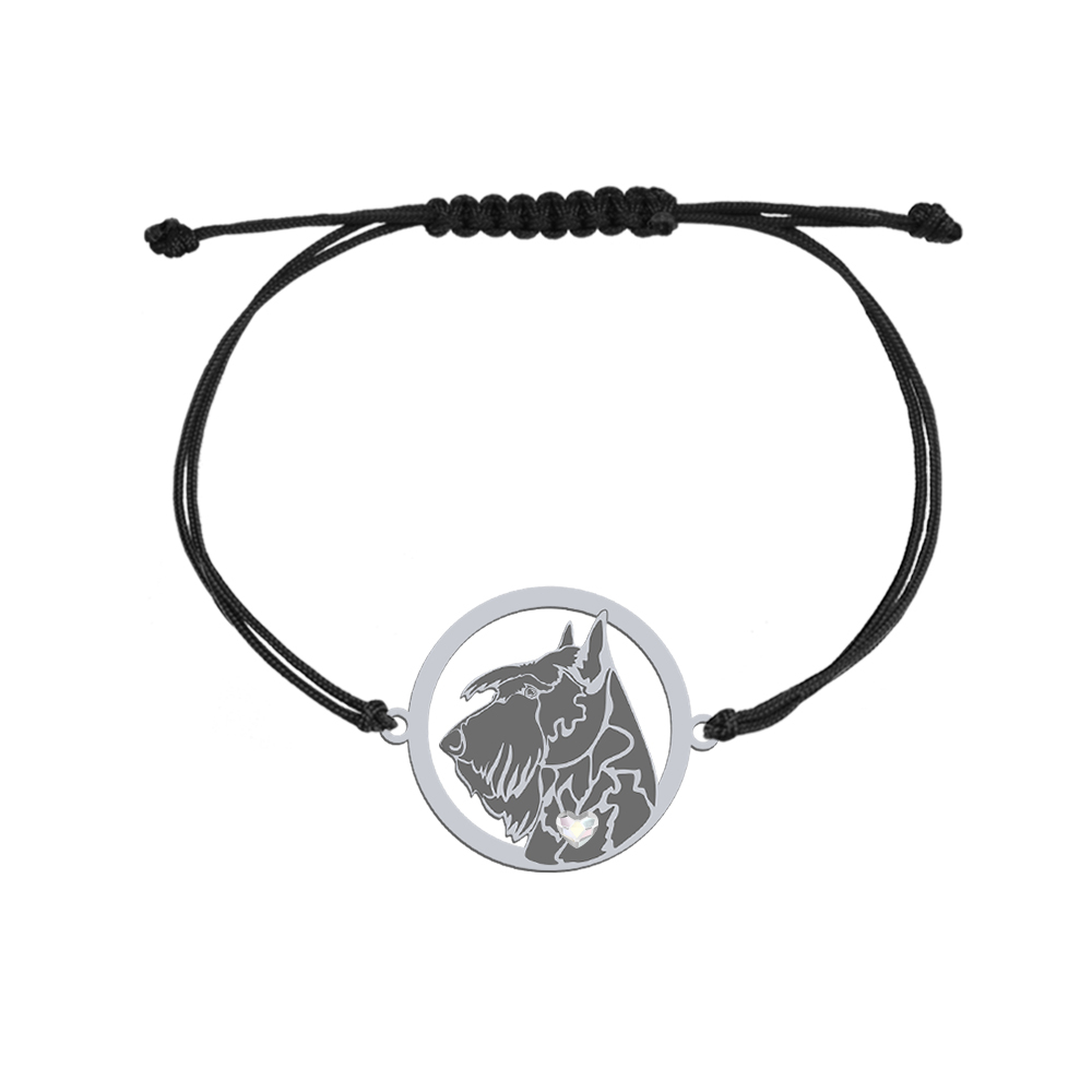 Bransoletka z psem Terrier Szkocki srebro sznurek GRAWER GRATIS - MEJK Jewellery