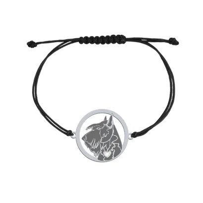 Silver Scottish Terrier engraved string bracelet with a heart - MEJK Jewellery