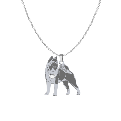 Silver American Akita engraved necklace  - MEJK Jewellery