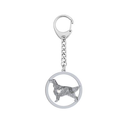 Silver Gordon Setter keyring with a heart, FREE ENGRAVING - MEJK Jewellery