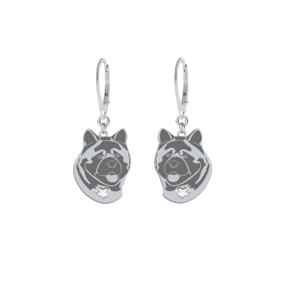 Silver American Akita engraved earrings  - MEJK Jewellery
