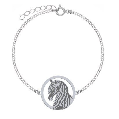 Silver Friesian Horse bracelet, FREE ENGRAVING - MEJK Jewellery