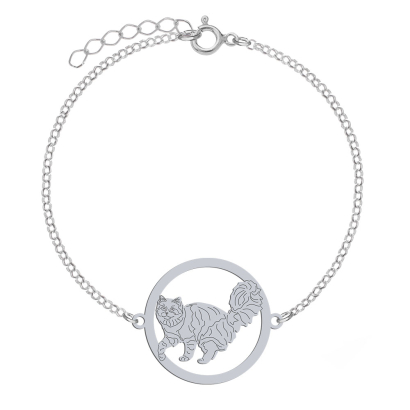 Silver Siberian Cat bracelet, FREE ENGRAVING - MEJK Jewellery