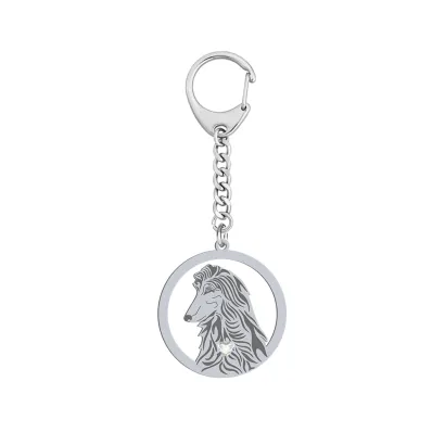 Silver Afghan Hound keyring, FREE ENGRAVING - MEJK Jewellery