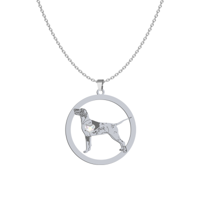 Silver German Shorthaired Pointer engraved necklace with a heart - MEJK Jewellery
