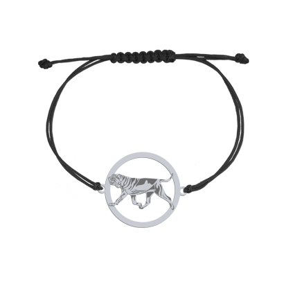 Silver Neapolitan Mastiff engraved string bracelet - MEJK Jewellery