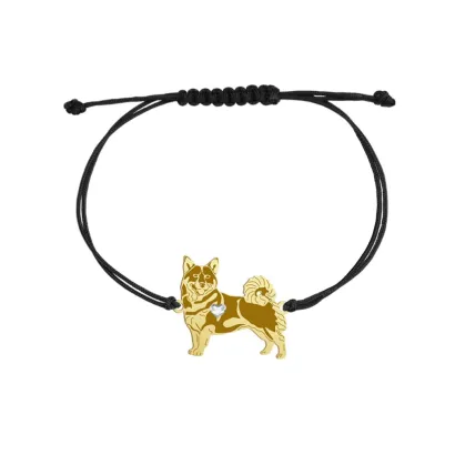 Bransoletka pozłacana Swedish Vallhund sznurek GRAWER GRATIS - MEJK Jewellery