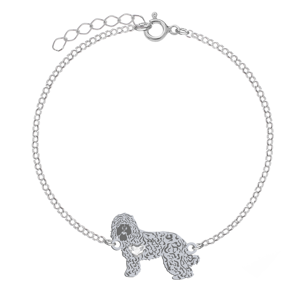 Silver Barbet engraved bracelet with a heart-shaped crystal - MEJK Jewellery