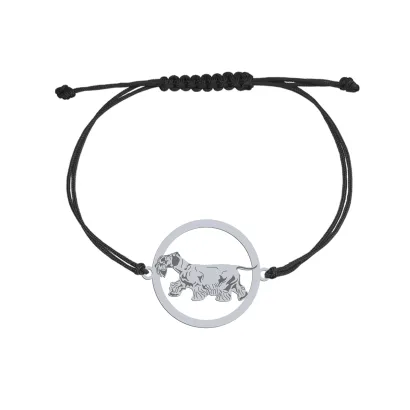 Silver Cesky Terrier engraved string bracelet - MEJK Jewellery