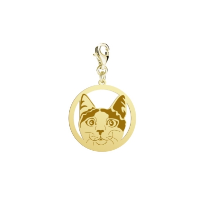 Kot Japoński Bobtail charms 925srebro pozłacane - MEJK Jewellery
