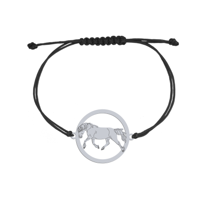 Silver Haflinger Horse string bracelet, FREE ENGRAVING - MEJK Jewellery