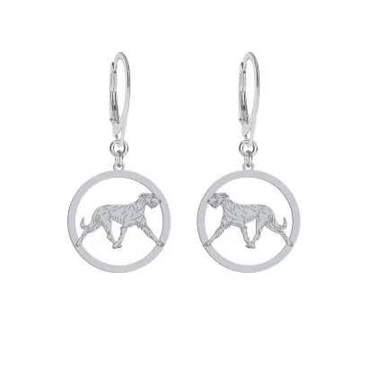 Silver  Irish Wolfhound  engraved earrings - MEJK Jewellery