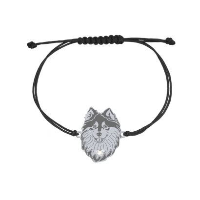 Bransoletka z psem Fiński Lapphund srebro sznurek GRAWER GRATIS - MEJK Jewellery
