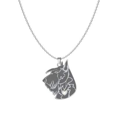 Silver Scottish Terrier engraved necklace with a heart - MEJK Jewellery