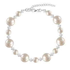 Bransoletka ślubna z kryształami perłami srebro