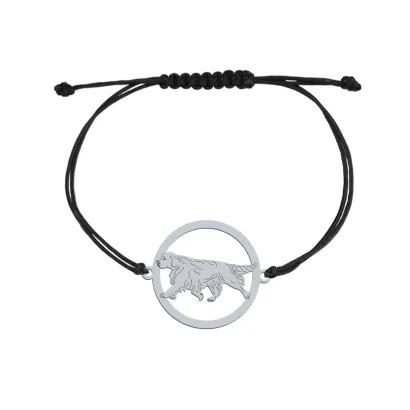 Silver Clumber Spaniel string bracelet, FREE ENGRAVING - MEJK Jewellery
