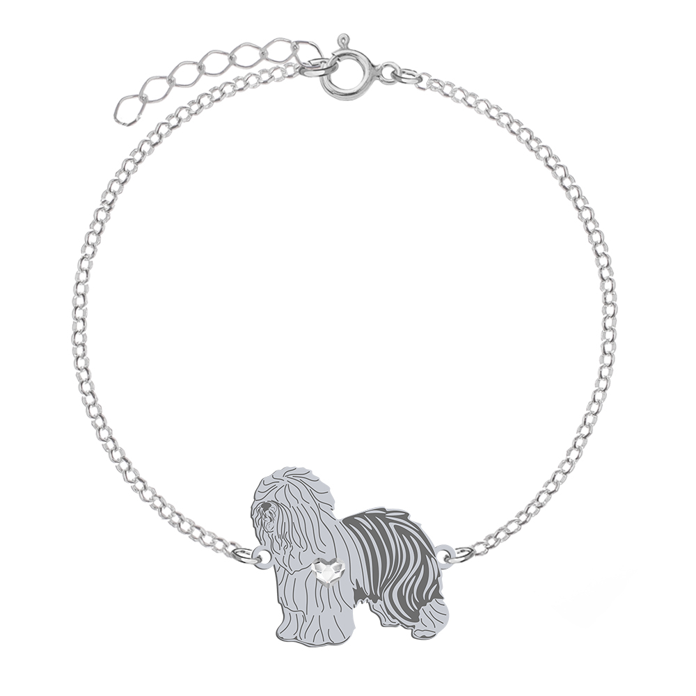 Silver Old English Sheepdog bracelet, FREE ENGRAVING - MEJK Jewellery