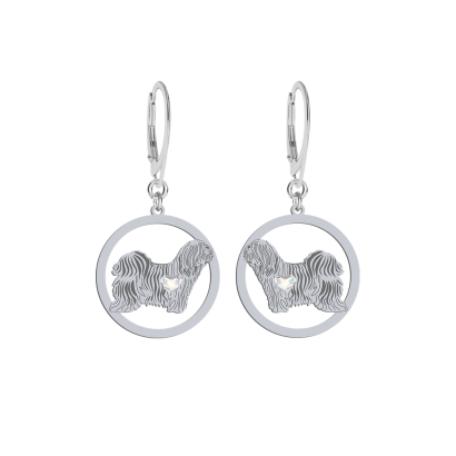 Silver Tibetan Terrier engraved earrings - MEJK Jewellery
