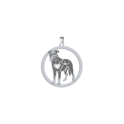 Silver Beauceron pendant with a heart, FREE ENGRAVING - MEJK Jewellery