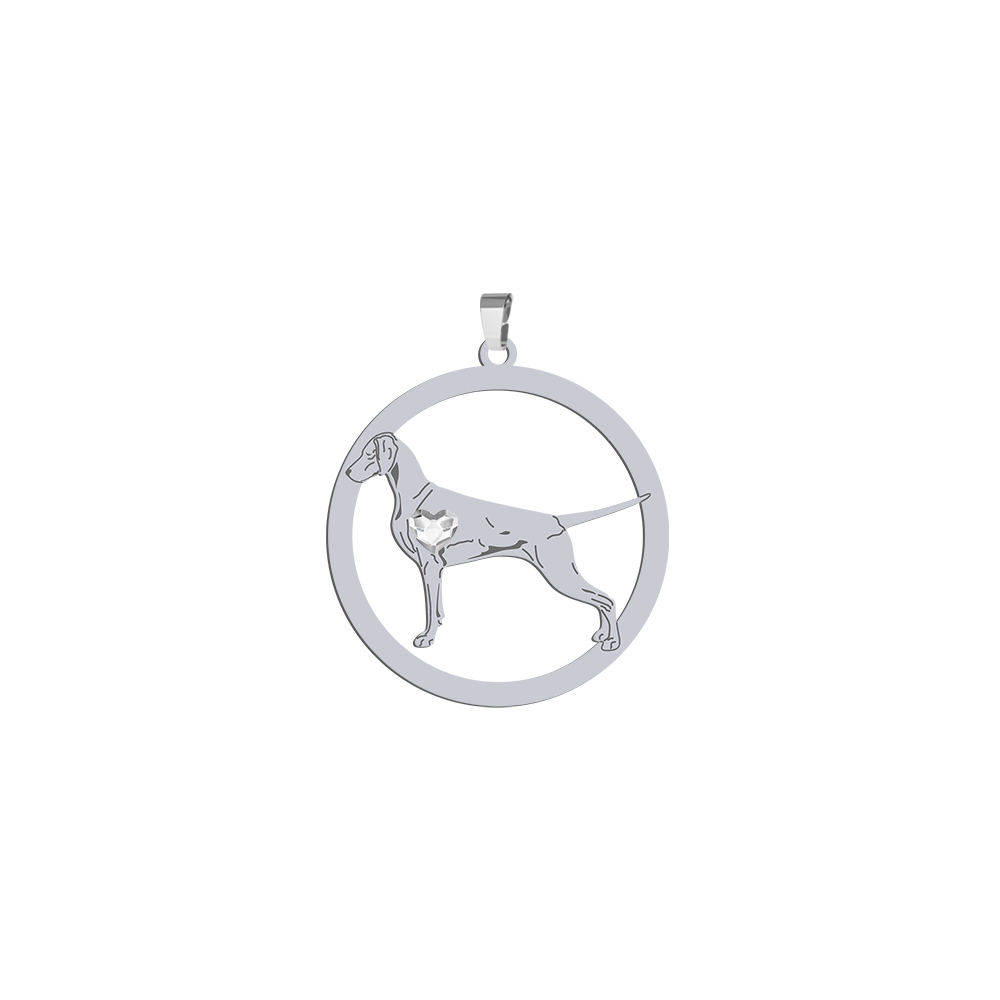 Silver Weimaraner engraved pendant with a heart - MEJK Jewellery