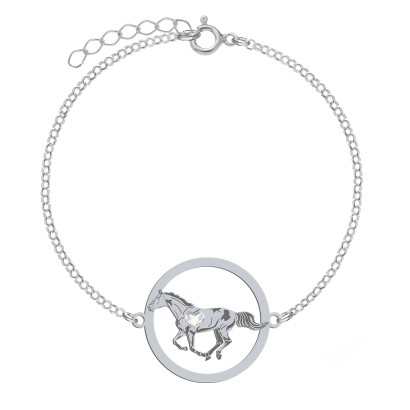 Silver Thoroughbred Horse bracelet, FREE ENGRAVING - MEJK Jewellery