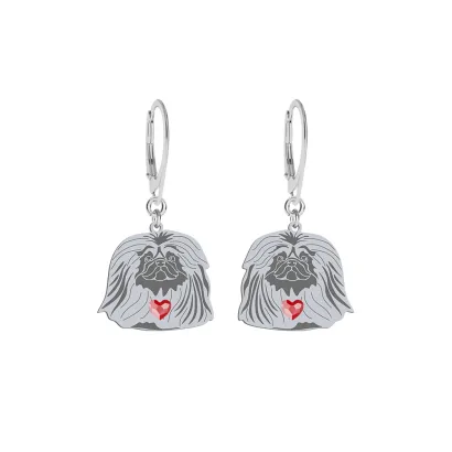 Silver Pekingese earrings, FREE ENGRAVING - MEJK Jewellery