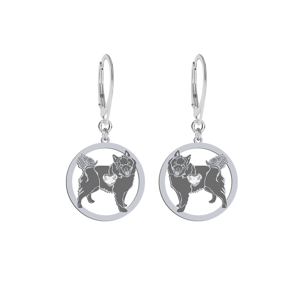 Silver Schipperke earrings with a heart, FREE ENGRAVING - MEJK Jewellery