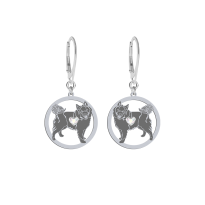 Silver Schipperke earrings with a heart, FREE ENGRAVING - MEJK Jewellery