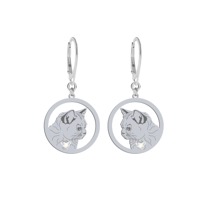 Silver British Shorthair Cat earrings, FREE ENGRAVING - MEJK Jewellery