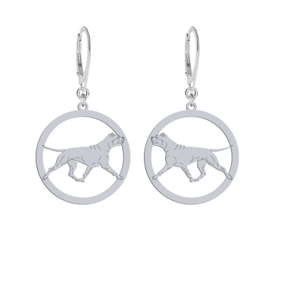 Silver American Staffordshire Terrier-Amstaff engraved earrings - MEJK Jewellery