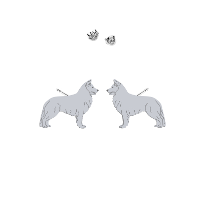 Kolczyki z psem White Swiss Shepherd Dog srebro - MEJK Jewellery
