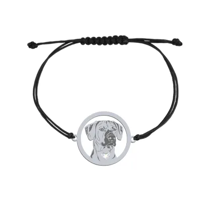 Silver Rhodesian Ridgeback string bracelet, FREE ENGRAVING - MEJK Jewellery