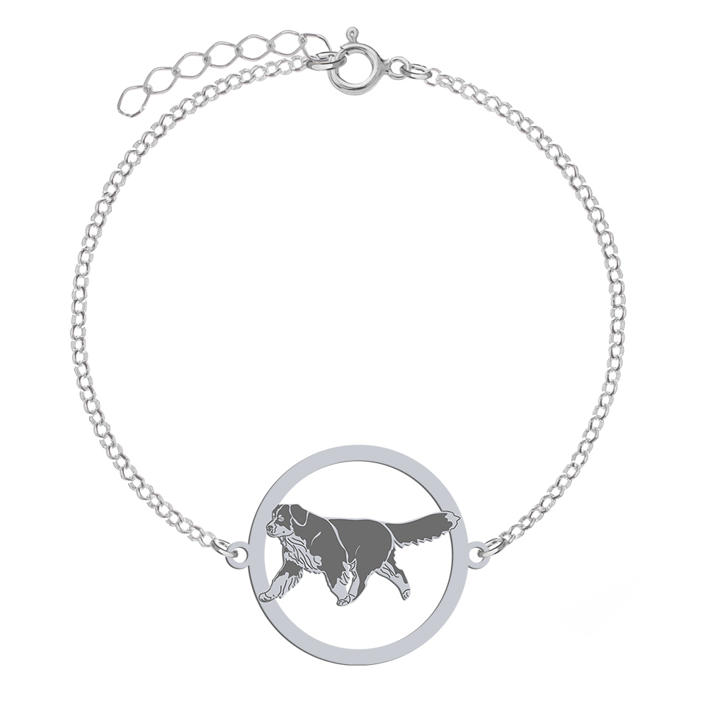 Silver Bernese Mountain Dog engraved bracelet - MEJK Jewellery