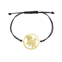 Pozłacana bransoletka z psem Maltipoo sznurek GRAWER GRATIS - MEJK Jewellery