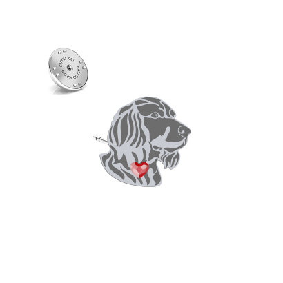 Silver German Spaniel pin with a heart - MEJK Jewellery