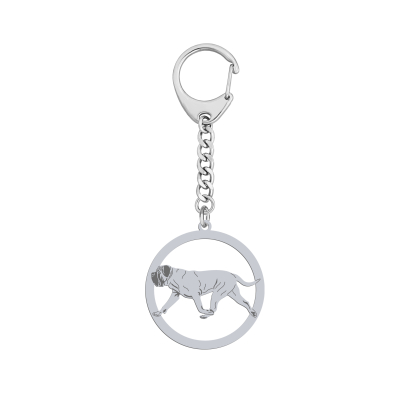 Silver English Mastiff engraved keyring - MEJK Jewellery