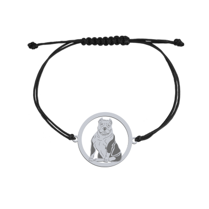 Silver American Bully engraved string bracelet - MEJK Jewellery