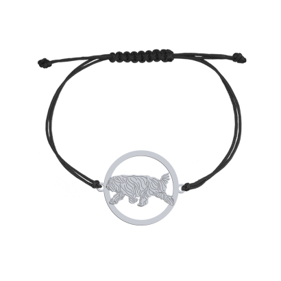 Silver South Russian Shepherd Dog engraved string bracelet - MEJK Jewellery