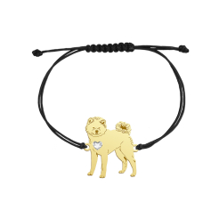 Bransoletka Pozłacana z psem rasy Japanese Akita sznurek GRAWER GRATIS - MEJK Jewellery
