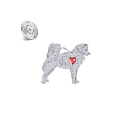 Wpinka z psem sercem Thai Bangkaew Dog srebro - MEJK Jewellery