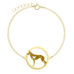 Bransoletka Pozłacana z psem rasy Australian Kelpie GRAWER GRATIS - MEJK Jewellery