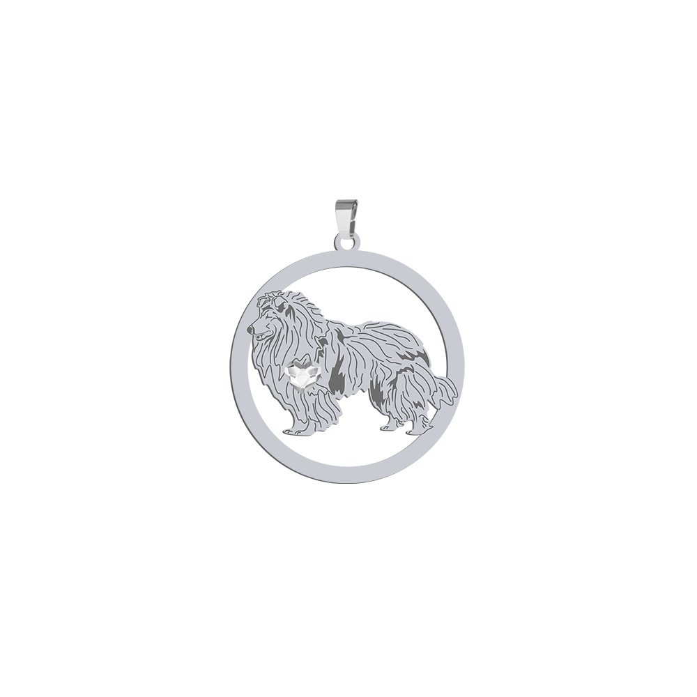 Silver Collie pendant with a heart, FREE ENGRAVING - MEJK Jewellery